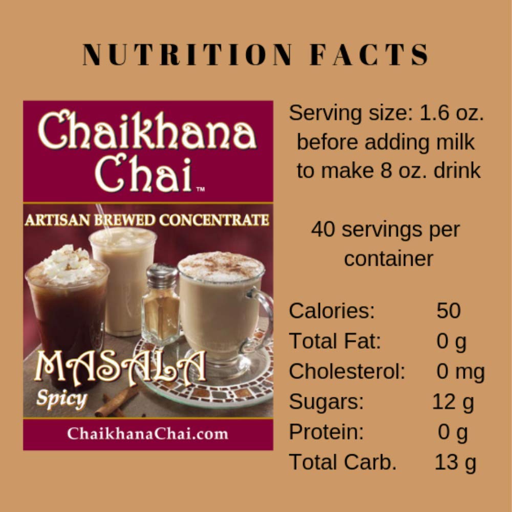 Chaikhana Chai Spicy Masala Chai Concentrate — Makes 40 Drinks, Slow Brewed with Organic Black Tea