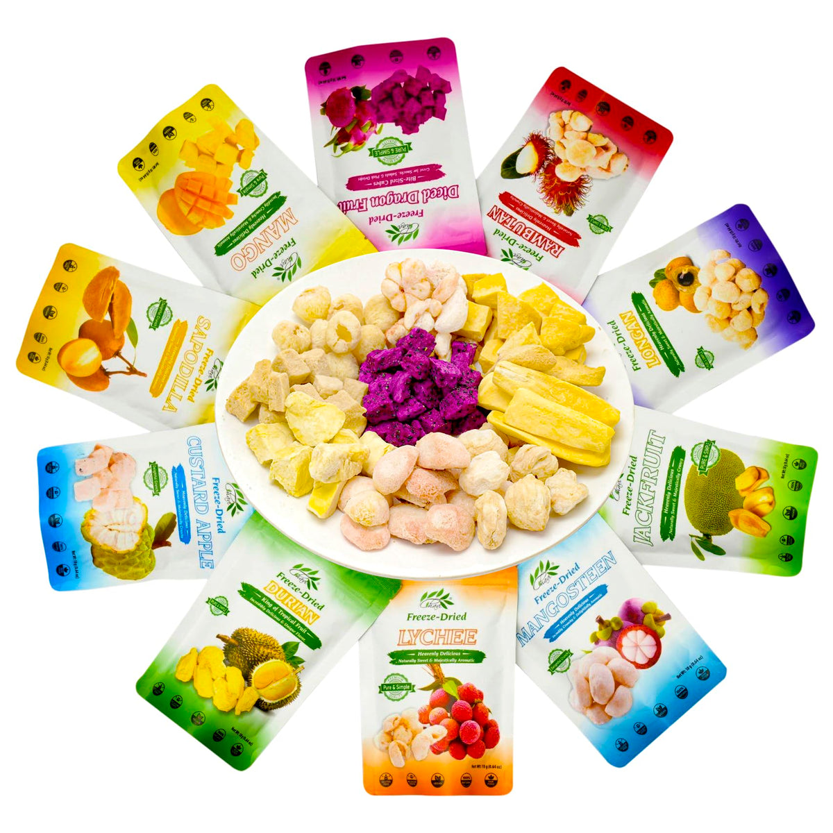 CHAVI Freeze-Dried Exotic Tropical Fruits Gift Box (Pack of 10) – No Additives, Non-GMO, Vegan, Gluten-Free | 180 g