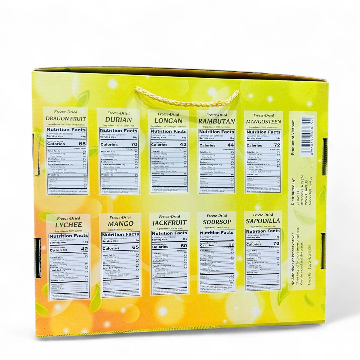 CHAVI Freeze-Dried Exotic Tropical Fruits Gift Box (Pack of 10) – No Additives, Non-GMO, Vegan, Gluten-Free | 180 g