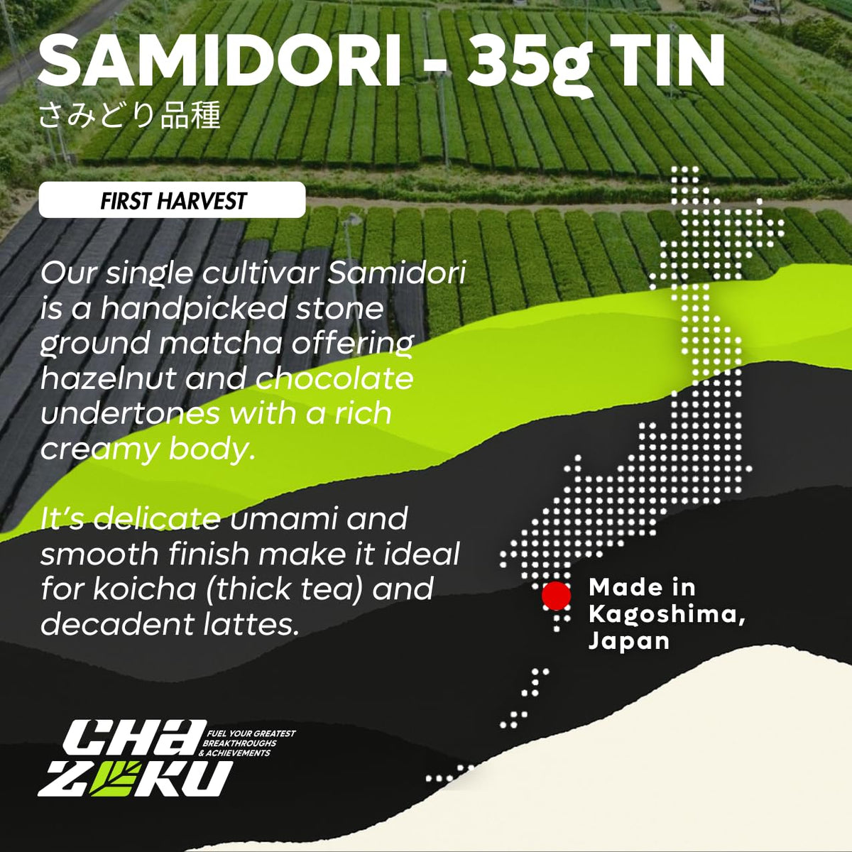 Chazoku Samidori Ceremonial Matcha 35g Tin | First Harvest Kagoshima | Stone-Milled Single Cultivar