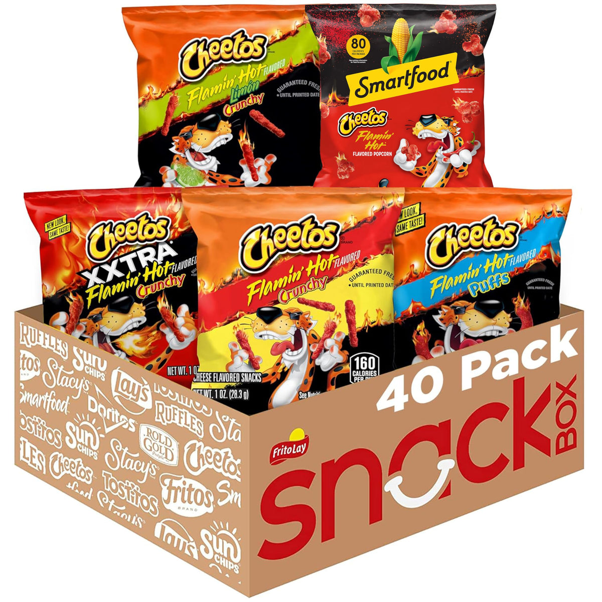Cheetos Cheese Flavored Snacks Flamin' Hot Mix Variety Pack – 40 Single-Serve Bags