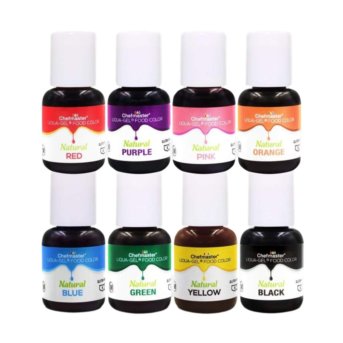 Chefmaster Natural Liqua-Gel Food Coloring Kit – 8-Color, Plant-Based, Made in USA