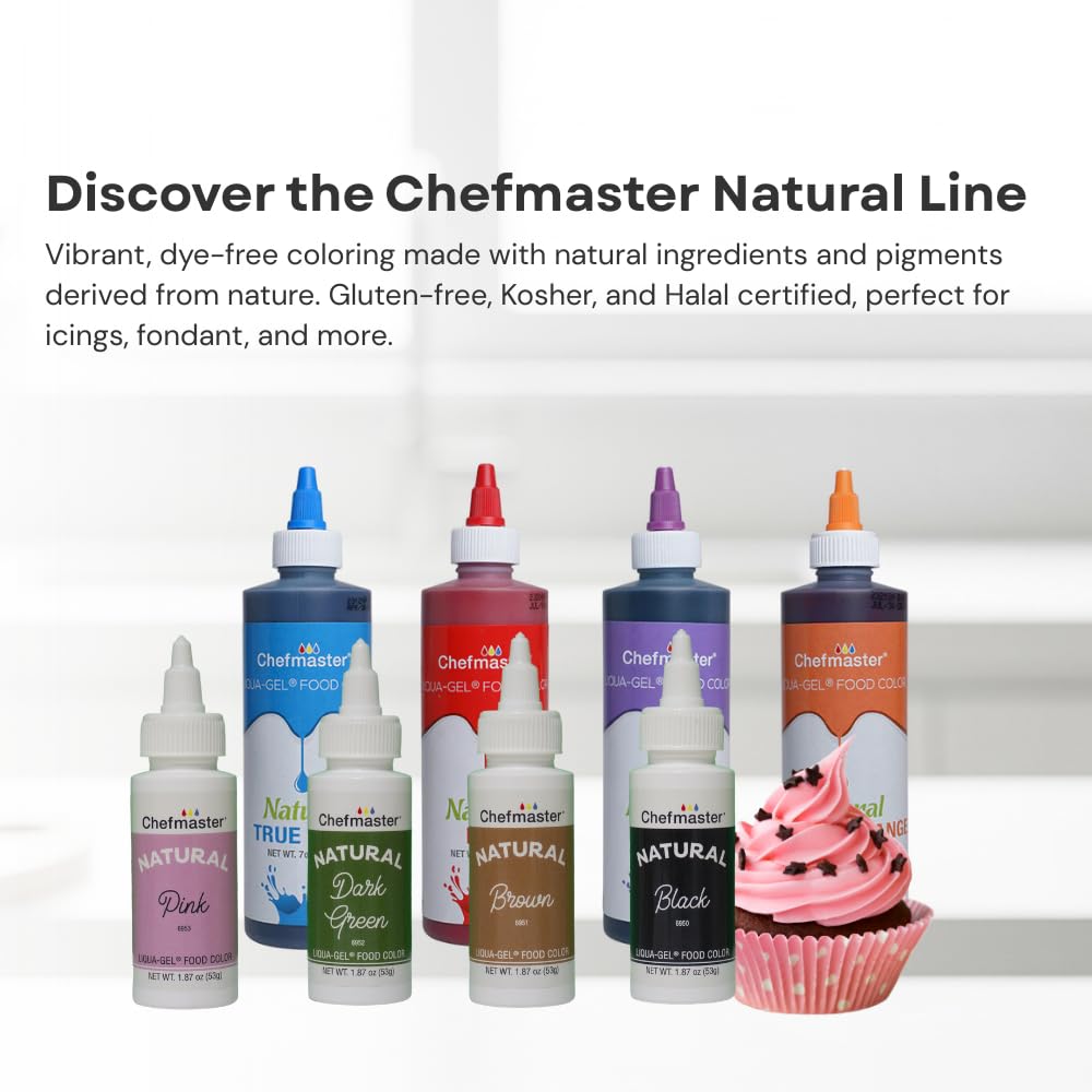 Chefmaster Natural Liqua-Gel Food Coloring Kit – 8-Color, Plant-Based, Made in USA