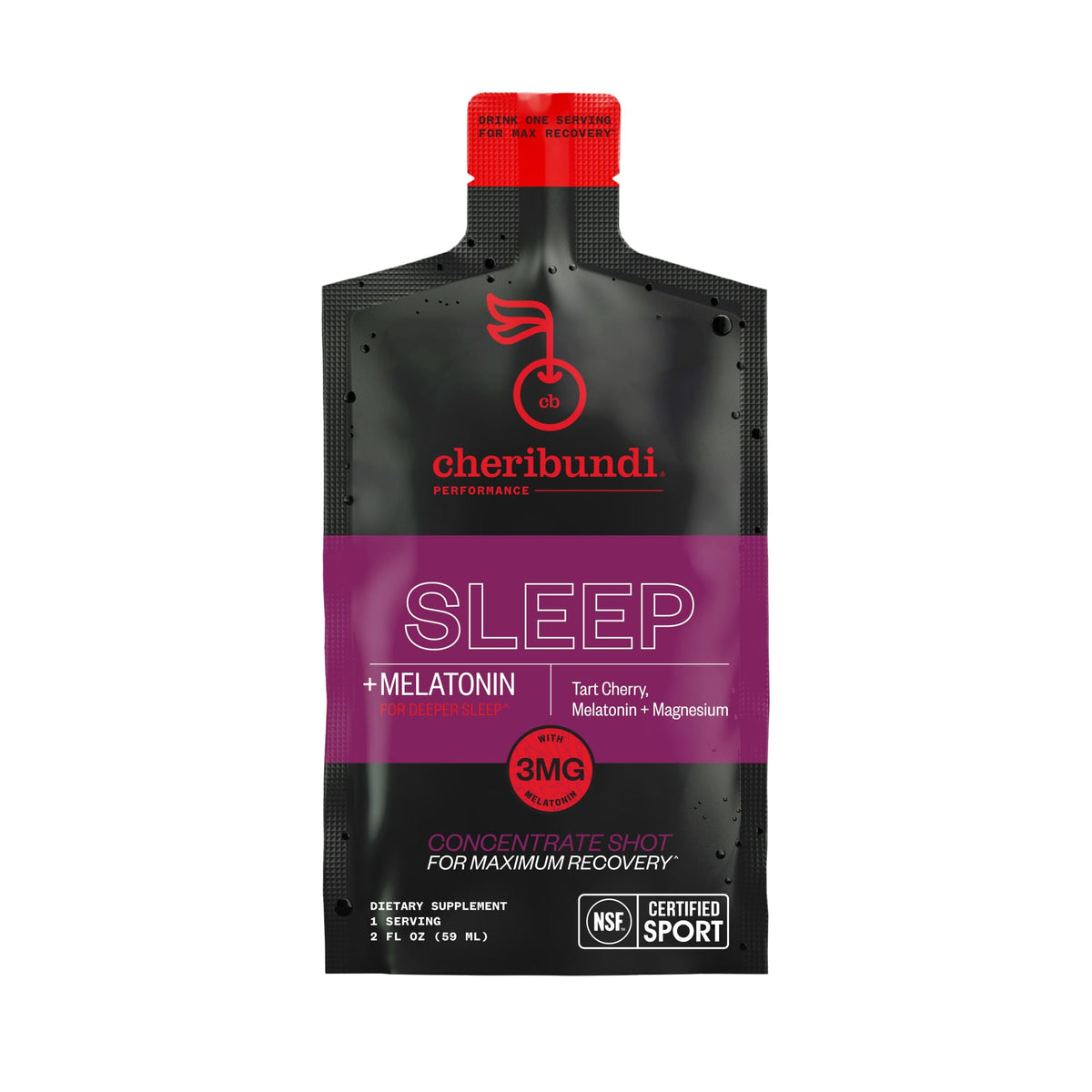 Cheribundi 100% Tart Cherry Juice Sleep Concentrate 2oz Pouch – Pack of 12 | 30 Cherries, Non-GMO, No Preservatives