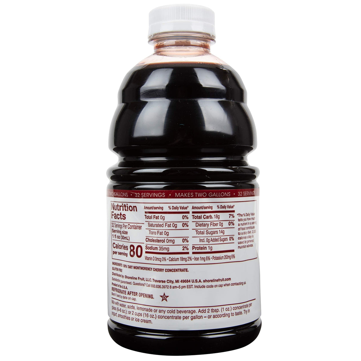 Cherry Bay Orchards Tart Cherry Concentrate - Natural Sleep Support Juice, 32oz