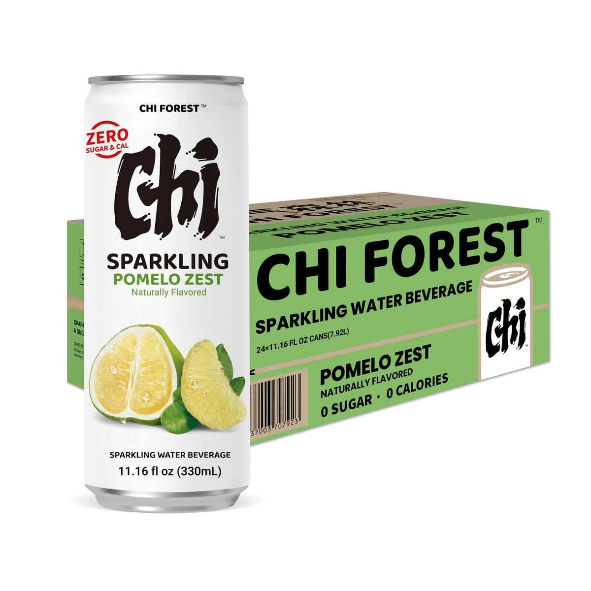CHI FOREST Pomelo Sparkling Water - Zero Sugar, 11.16 oz Cans (Pack of 24)