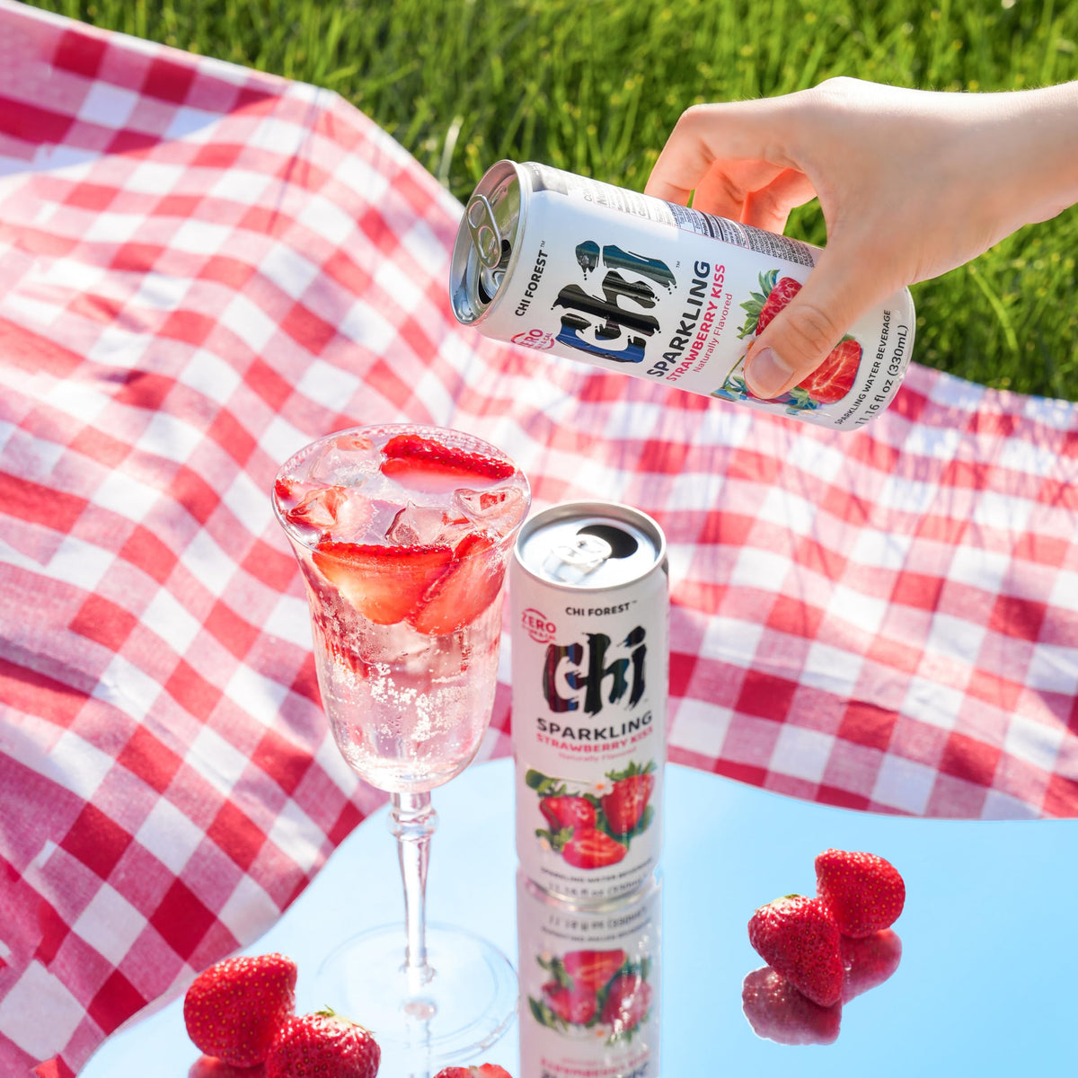 CHI FOREST Strawberry Sparkling Water — Seasonal Limited Flavor, Zero Sugar, 0 Cal, 11.16 oz Cans (Pack of 24)