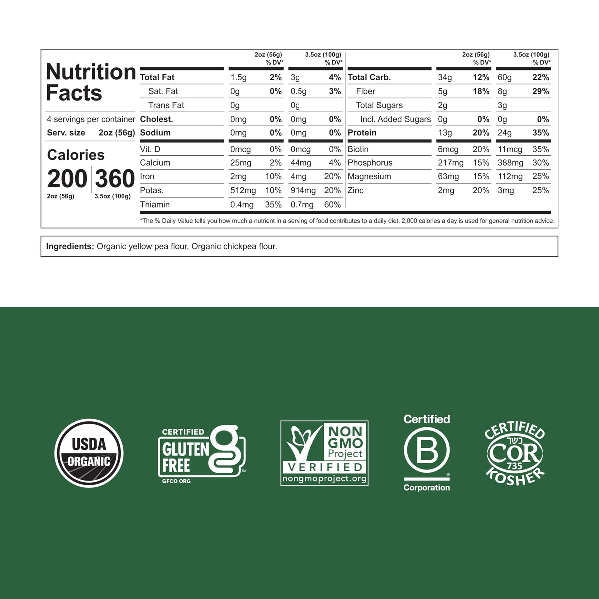 Chickapea Organic Chickpea Pasta - Spaghetti 8 oz (Pack of 6) | High-Protein, Gluten-Free