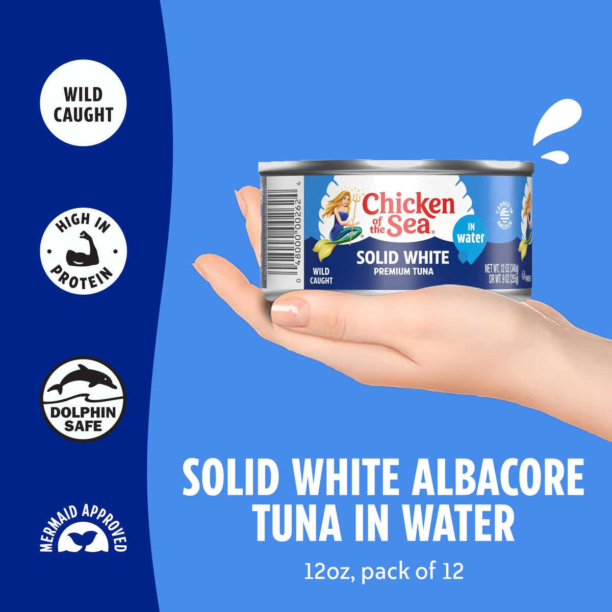 Chicken of the Sea Wild Caught Albacore Tuna in Water – 12 oz Cans, 12-Pack