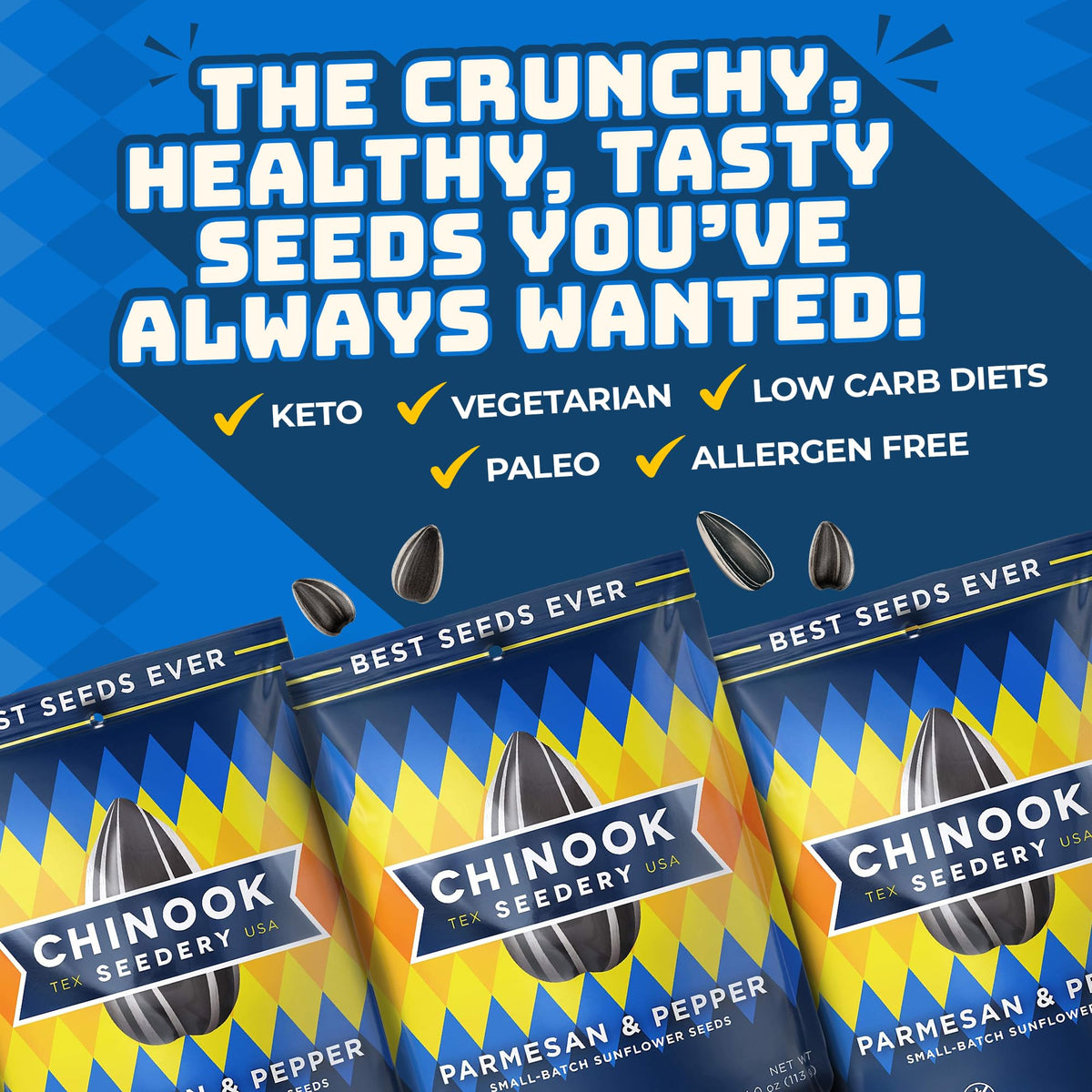 Chinook Seedery Parmesan & Pepper Sunflower Seeds – Low-Sodium, Keto-Friendly, Gluten-Free & Non-GMO – 4 oz Pack (12-Pack)