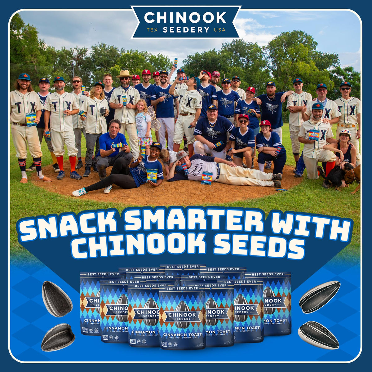 Chinook Seedery Cinnamon Toast Sunflower Seeds — Roasted, Low-Sodium, Keto Friendly, Gluten-Free, Non-GMO — 4 oz (12-Pack)