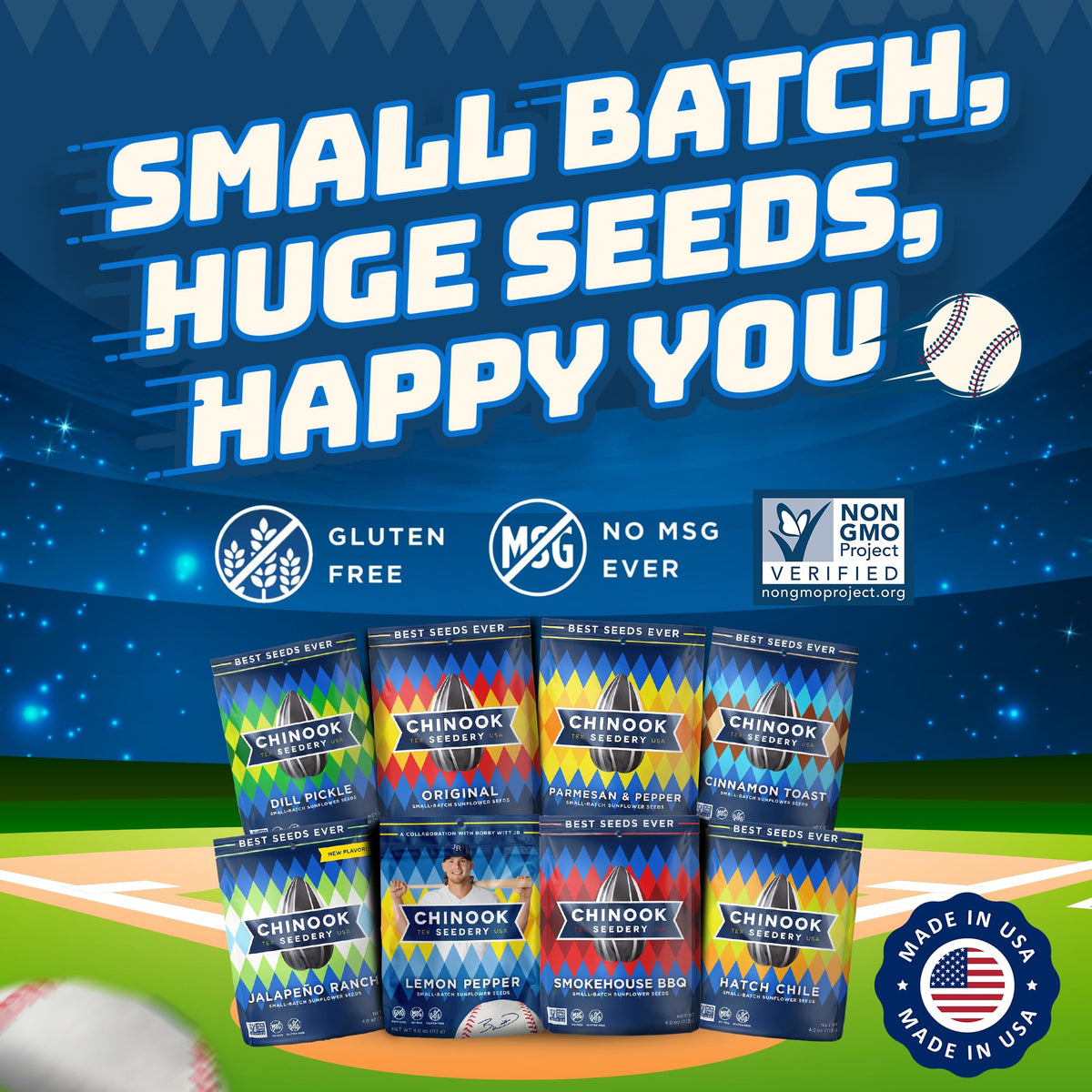 Chinook Seedery Sunflower Seeds — 8 Flavor Variety Pack (4 oz x 12), Roasted, Low Salt, Keto, Gluten-Free, Non-GMO