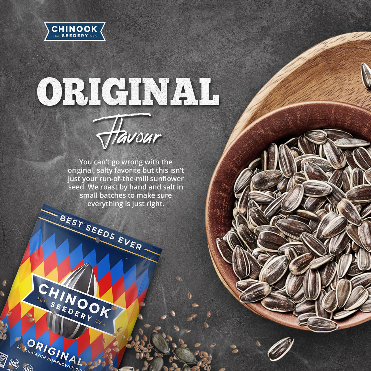 Chinook Seedery Sunflower Seeds to Eat — Jumbo Original, Roasted, Low Sodium | Keto, Gluten-Free, Non-GMO