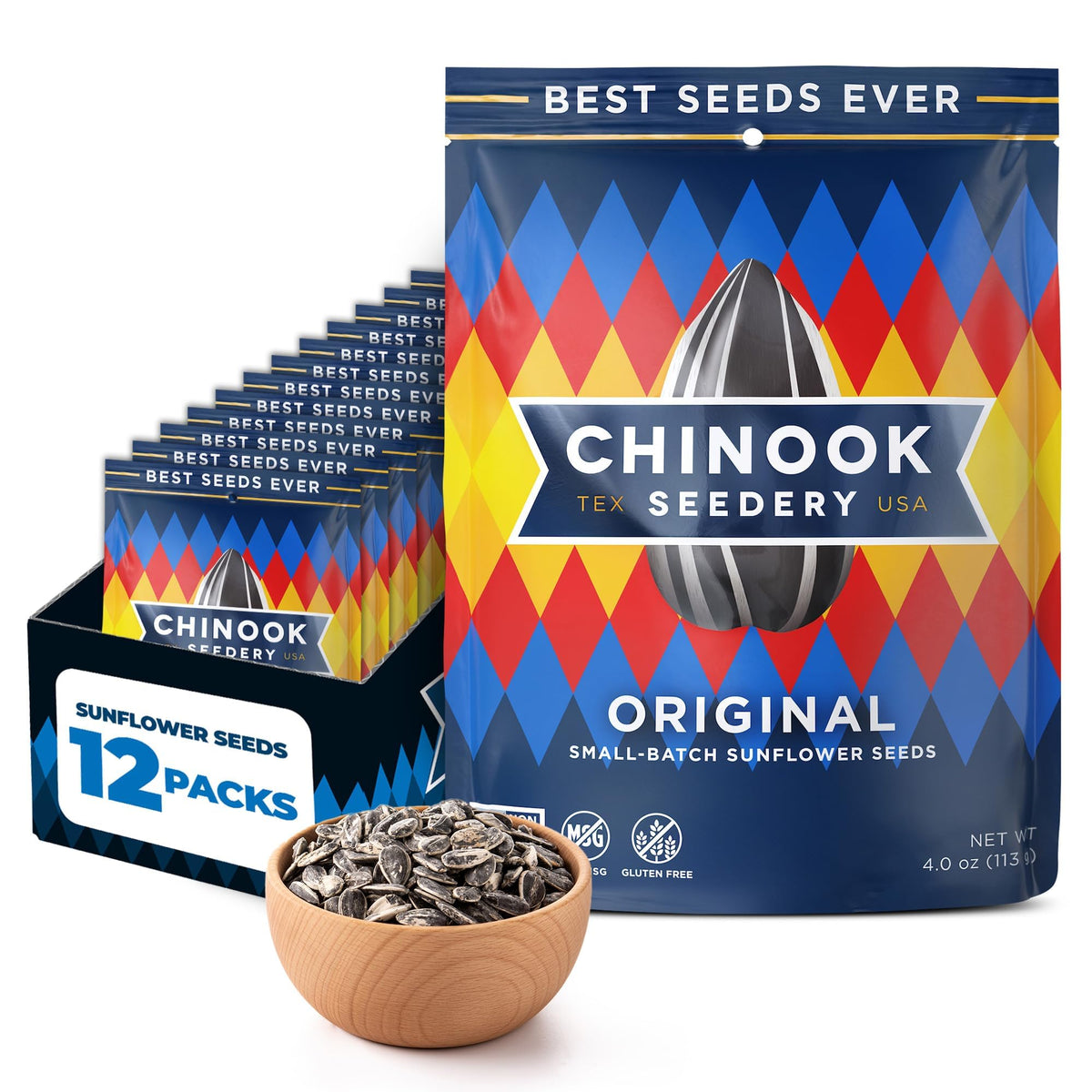 Chinook Seedery Sunflower Seeds to Eat — Jumbo Original, Roasted, Low Sodium | Keto, Gluten-Free, Non-GMO