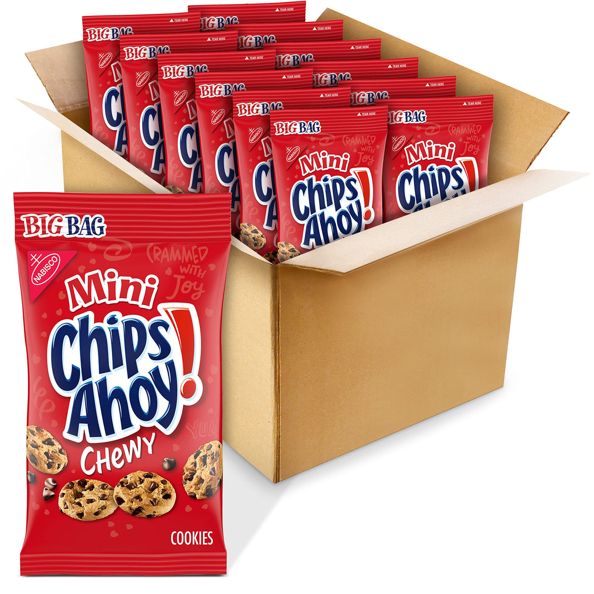 CHIPS AHOY! Mini Chewy Chocolate Chip Cookies – 12x3 oz Big Bags | Soft, Chewy Snack