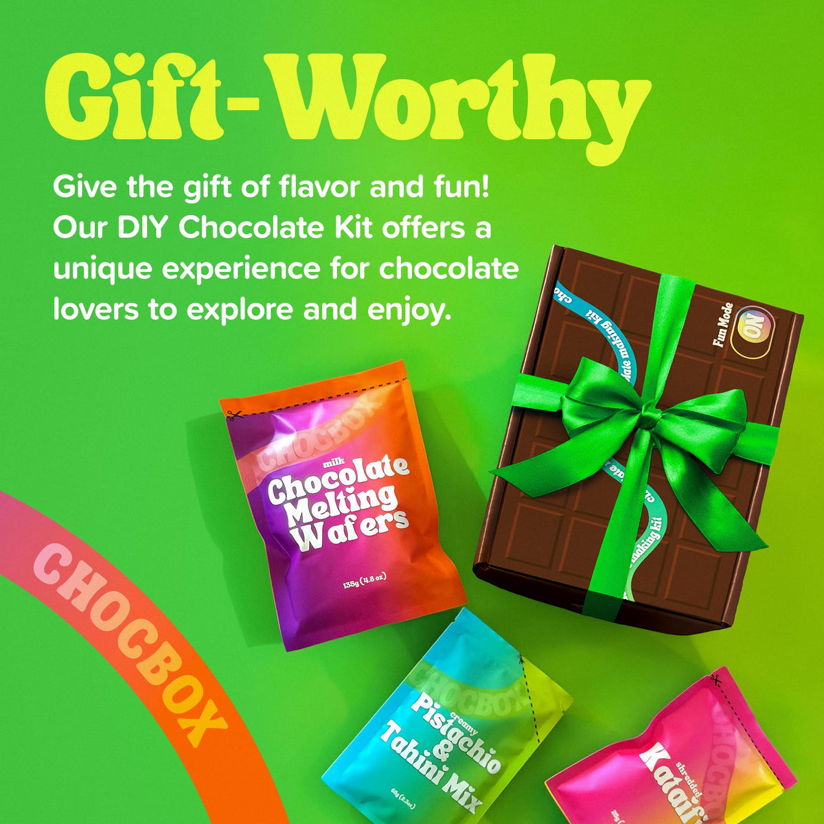 Chocbox Viral Dubai Milk Chocolate Bar Kit – DIY Gift Box with Pistachio Cream, Wafers & Molds