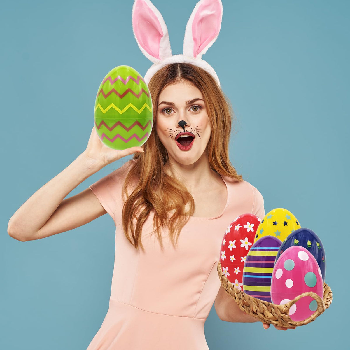 Chochkees Jumbo Painted Fillable Easter Eggs – 6-inch Giant, 12-Pack, Assorted Colors