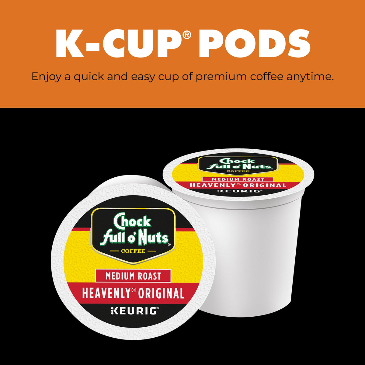 Chock Full o' Nuts Heavenly Original Keurig Pods – Medium Roast Arabica, 48 Count
