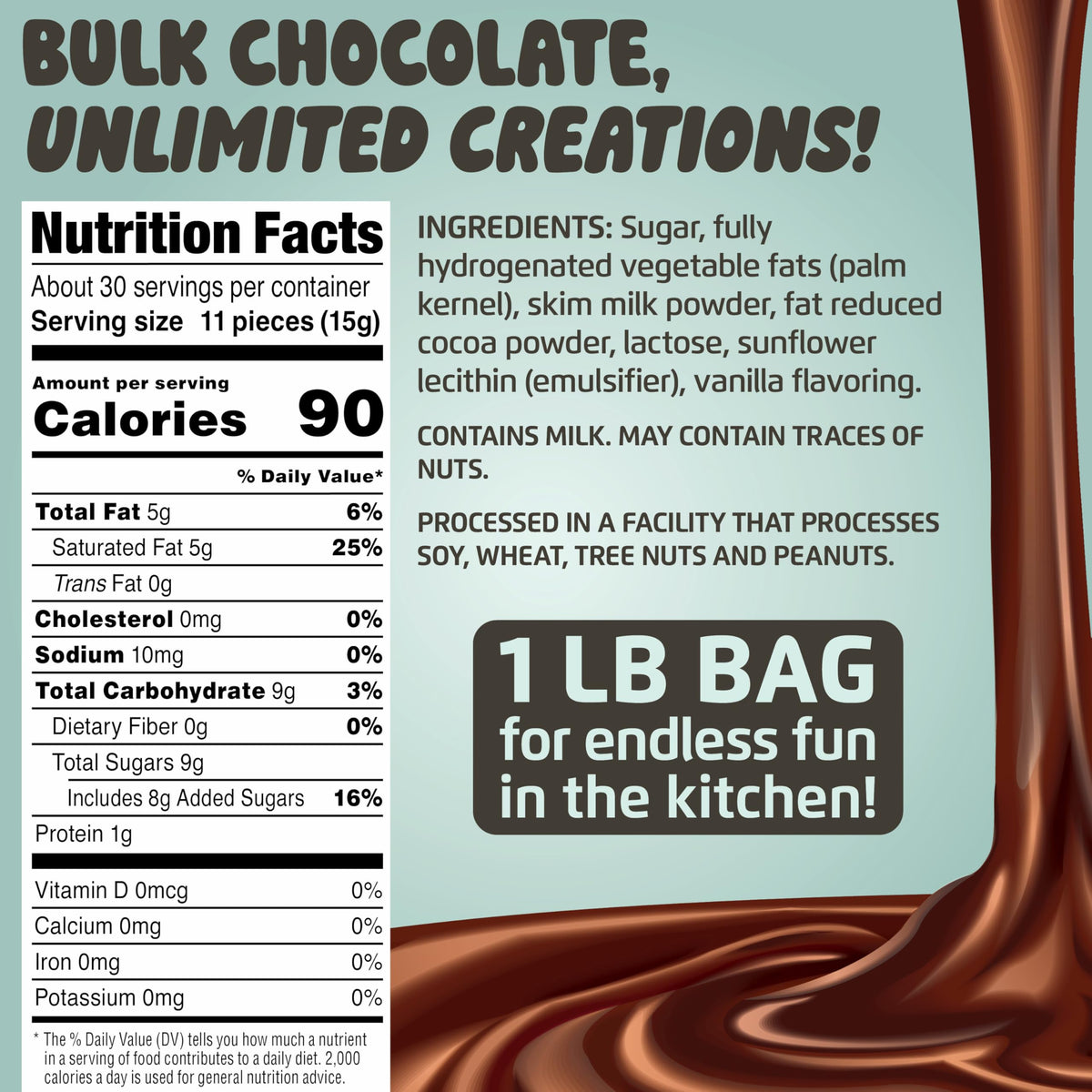 Chocolate Works Milk Melting Chocolate Discs — 1lb x5 Bulk Pack