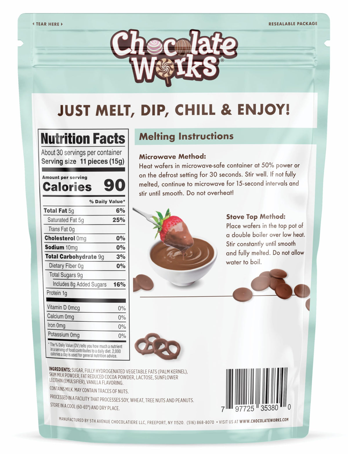 Chocolate Works Milk Melting Chocolate Discs — 1lb x5 Bulk Pack