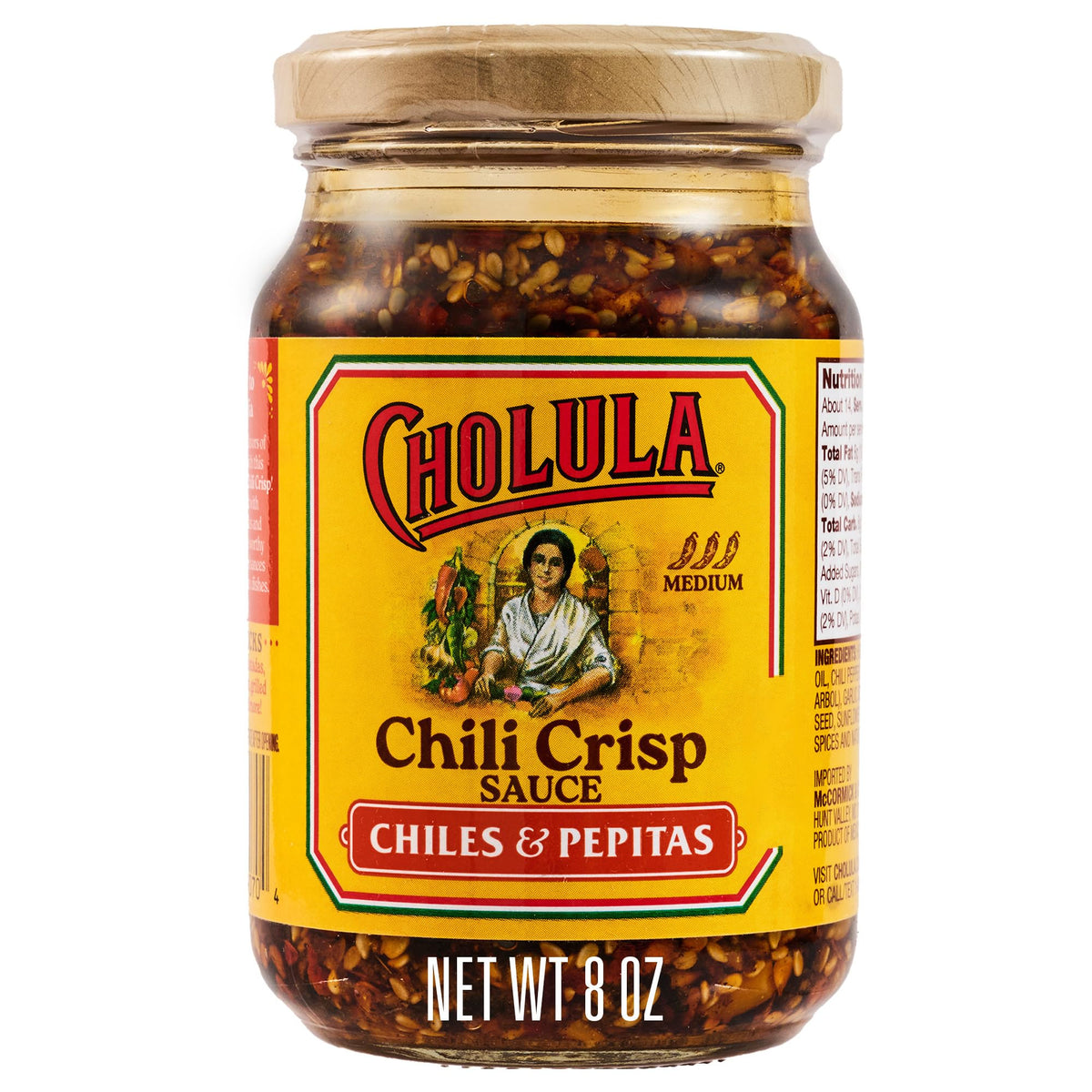 Cholula Chili Crisp: Chiles & Pepitas – Crunchy Medium-Heat Topping (6 x 8 oz)