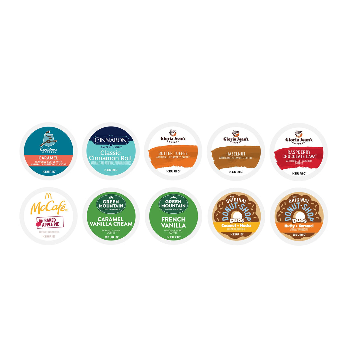 Keurig Flavored Coffee Variety Pack — 40 K-Cup Pods, 10 Flavors, 6 Brands