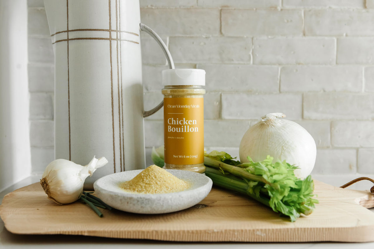 Clean Monday Meals Chicken & Beef Bouillon Powder | Gluten Free, Dairy Free, No Additives | Real Stock Base for Soups, Stews & Sauces | Two-Pack, 100 Servings Each