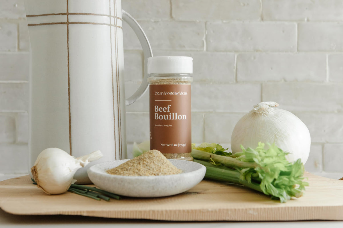 Clean Monday Meals Chicken & Beef Bouillon Powder | Gluten Free, Dairy Free, No Additives | Real Stock Base for Soups, Stews & Sauces | Two-Pack, 100 Servings Each