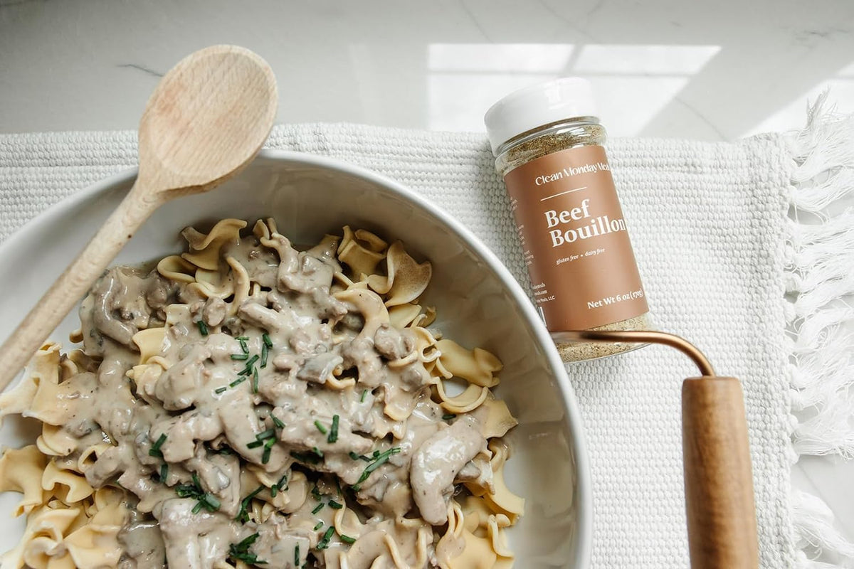 Clean Monday Meals Chicken & Beef Bouillon Powder | Gluten Free, Dairy Free, No Additives | Real Stock Base for Soups, Stews & Sauces | Two-Pack, 100 Servings Each