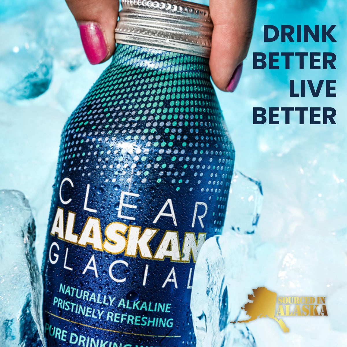 Clear Alaskan Fresh Glacier Water – Naturally Alkaline, Aluminum Bottles, 16 oz | Pack of 12