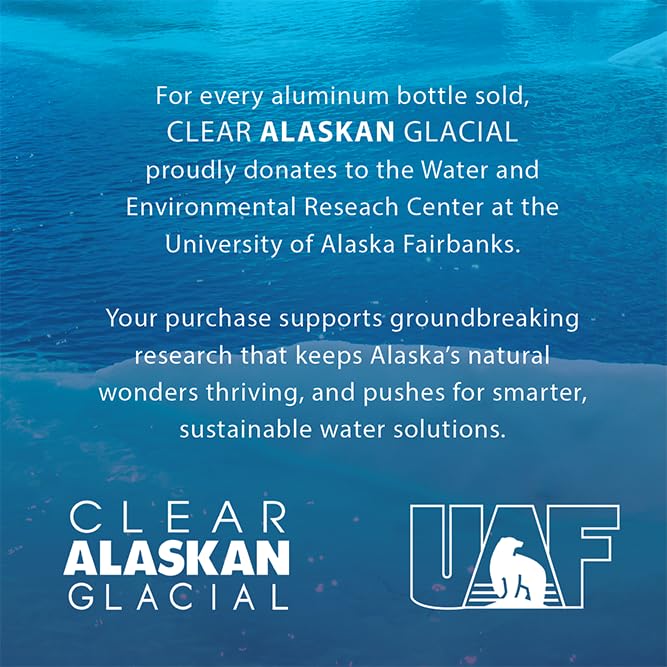 Clear Alaskan Fresh Glacier Water – Naturally Alkaline, Aluminum Bottles, 16 oz | Pack of 12