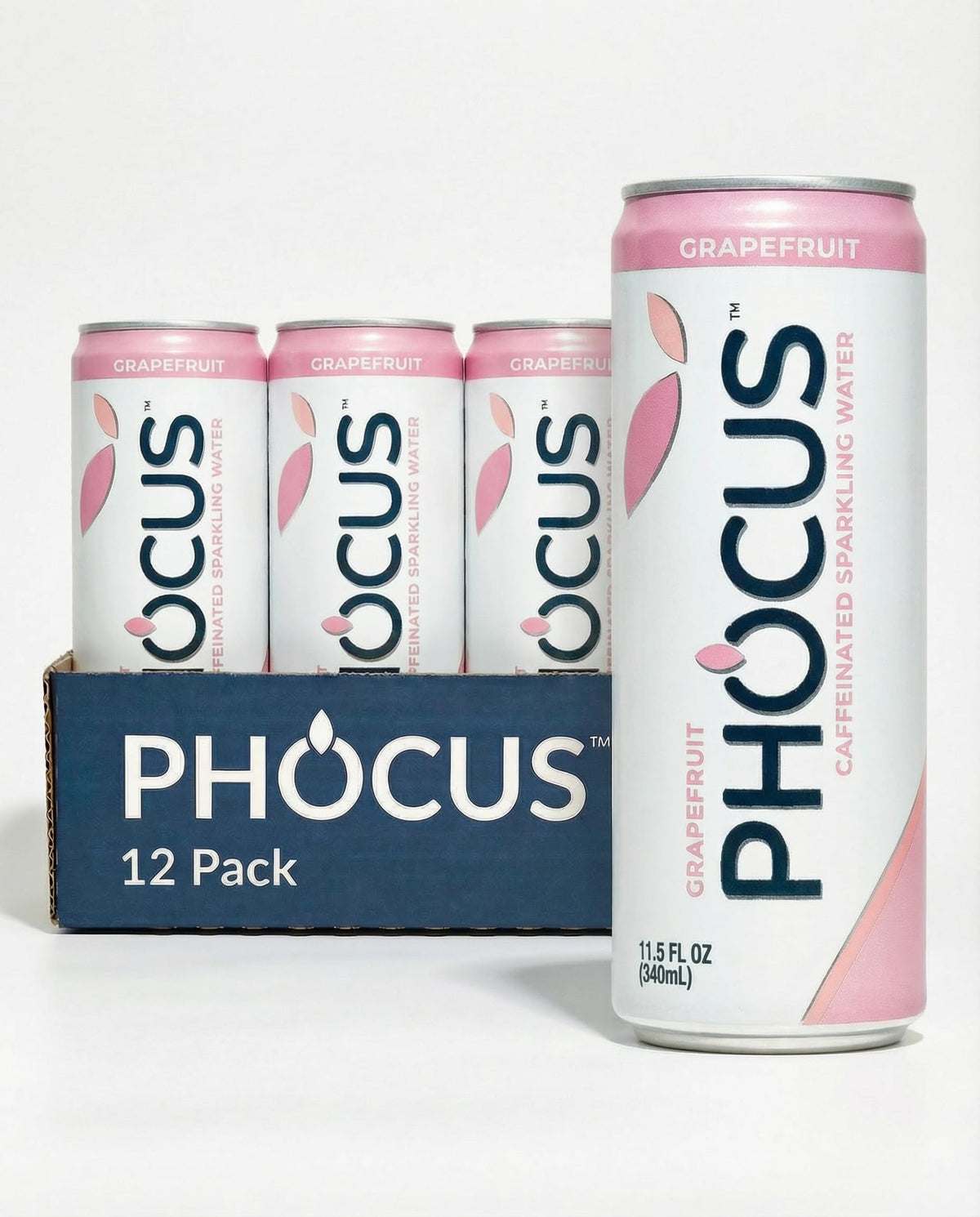 CLEAR CUT PHOCUS Grapefruit Sparkling Water: 75mg Caffeine, Zero Sugar, 12-Pack