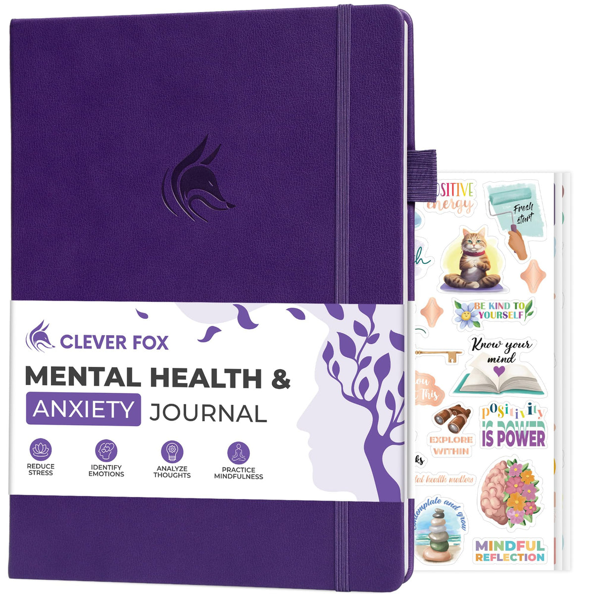 Clever Fox Mental Health & Anxiety Journal CBT Prompts 8.3x11 Purple
