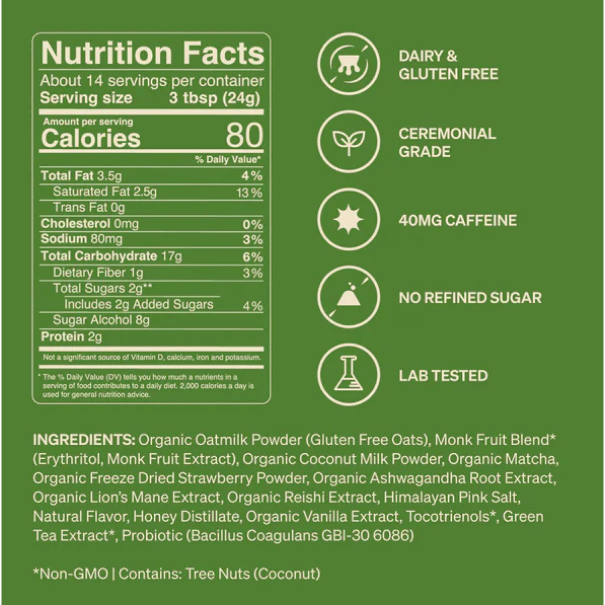 Clevr Strawberry Matcha SuperLatte – Organic Ceremonial Matcha Latte with L-Theanine, Skin & Energy Benefits, 14 Servings