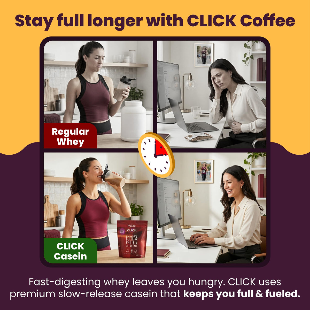 Click Coffee Protein Powder – Double Shot Espresso, 16g Protein, 150mg Caffeine, 23 Vitamins, Gluten Free, Caramel