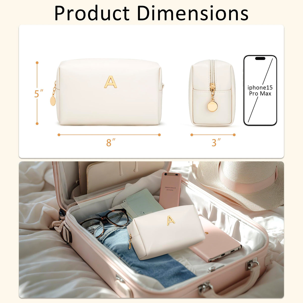CLOUDWINGS Gifts for Women Bridesmaid Gifts Initial Makeup Bag