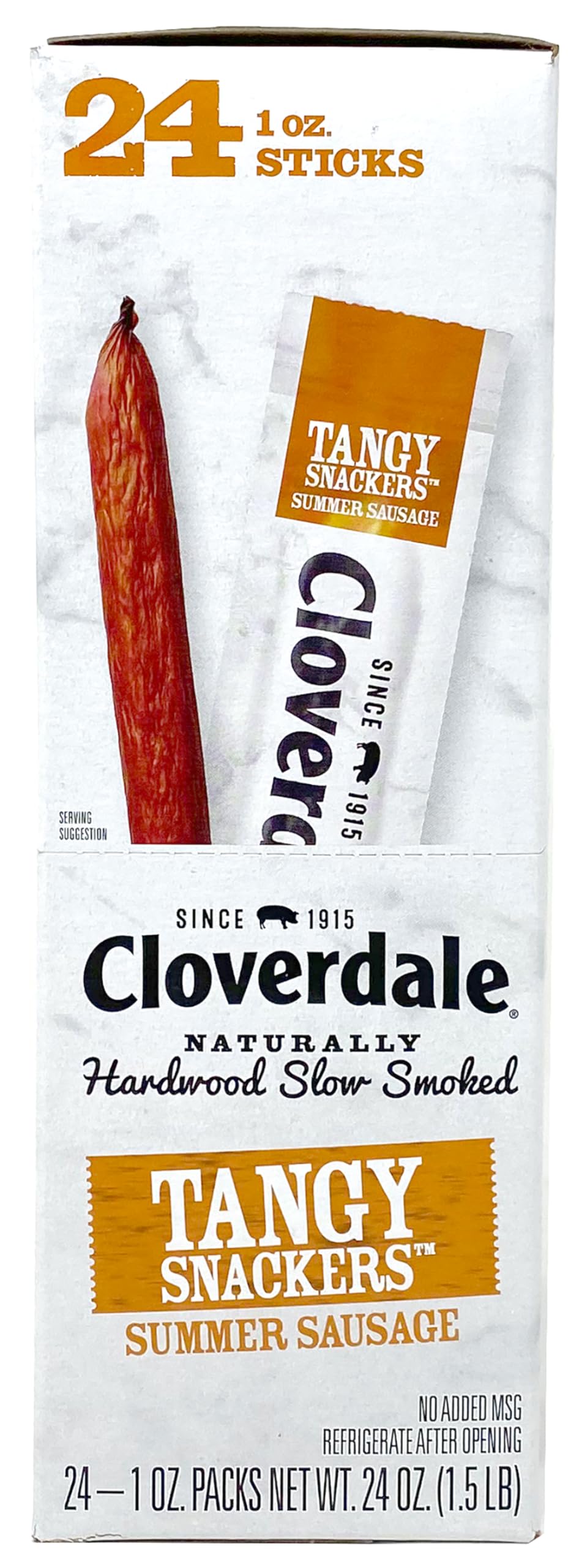 Cloverdale Tangy Snackers Summer Sausage Sticks – 24 Pack, Individually Wrapped, 1 oz Each