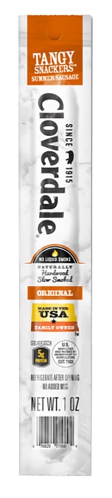 Cloverdale Tangy Snackers Summer Sausage Sticks – 24 Pack, Individually Wrapped, 1 oz Each