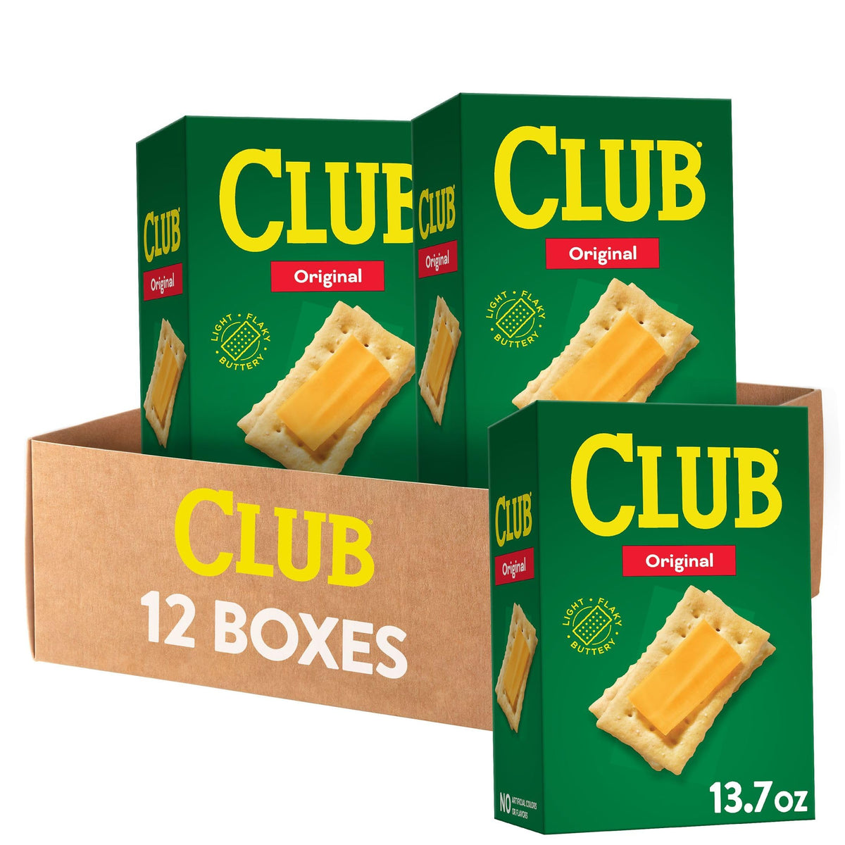 Club Crackers Original Lunch Snacks — 12 Boxes | Light, Flaky, Buttered Cracker Staples