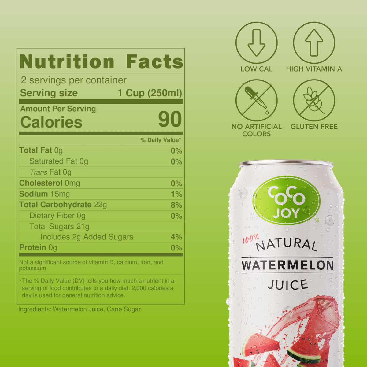 CoCo Joy 100% Natural Watermelon Juice – 12-Pack, Low-Calorie Hydration