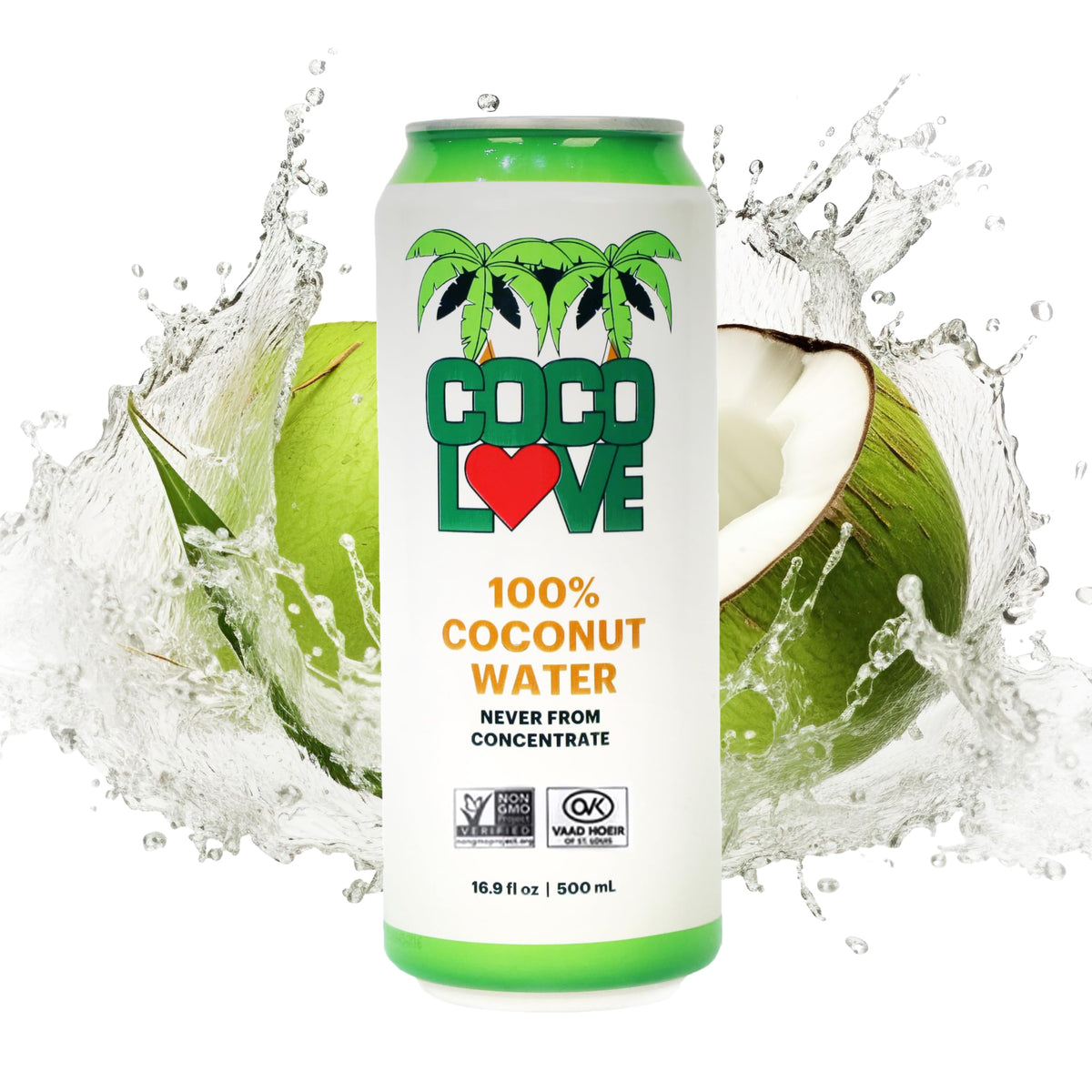 Coco Love 100% Coconut Water | 16.9 Fl Oz Can Pack of 12