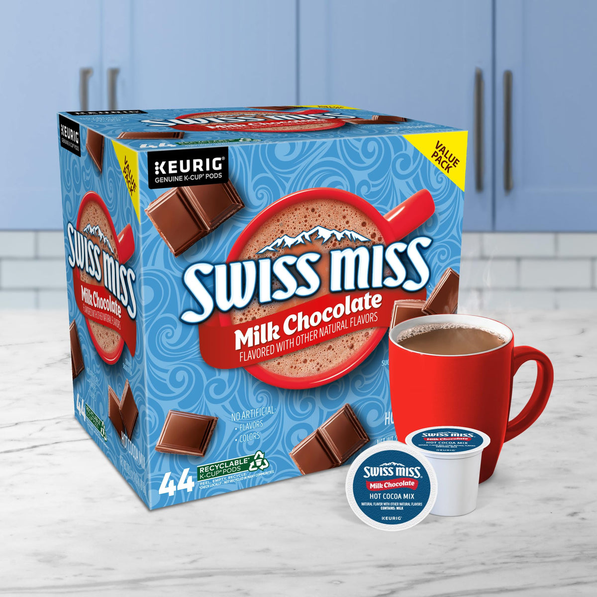 Swiss Miss Milk Chocolate Hot Cocoa K-Cup Pods – 44 Count, Keurig Compatible