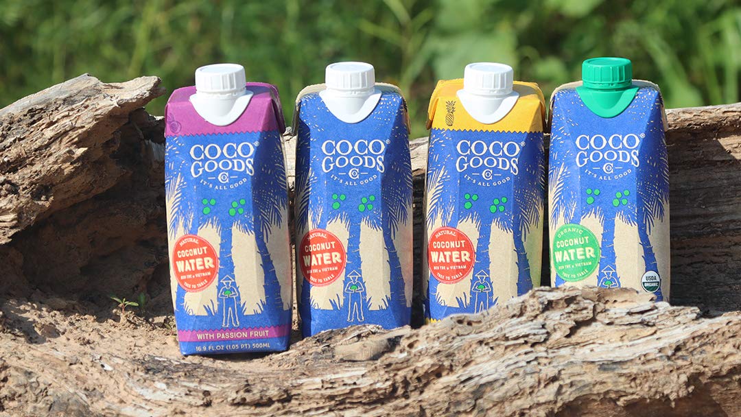COCOGOODSCO 100% Organic Coconut Water – Single-Origin Ben Tre, No Added Sugar, Never From Concentrate, Electrolytes, 16.9 fl oz (12 Pack)