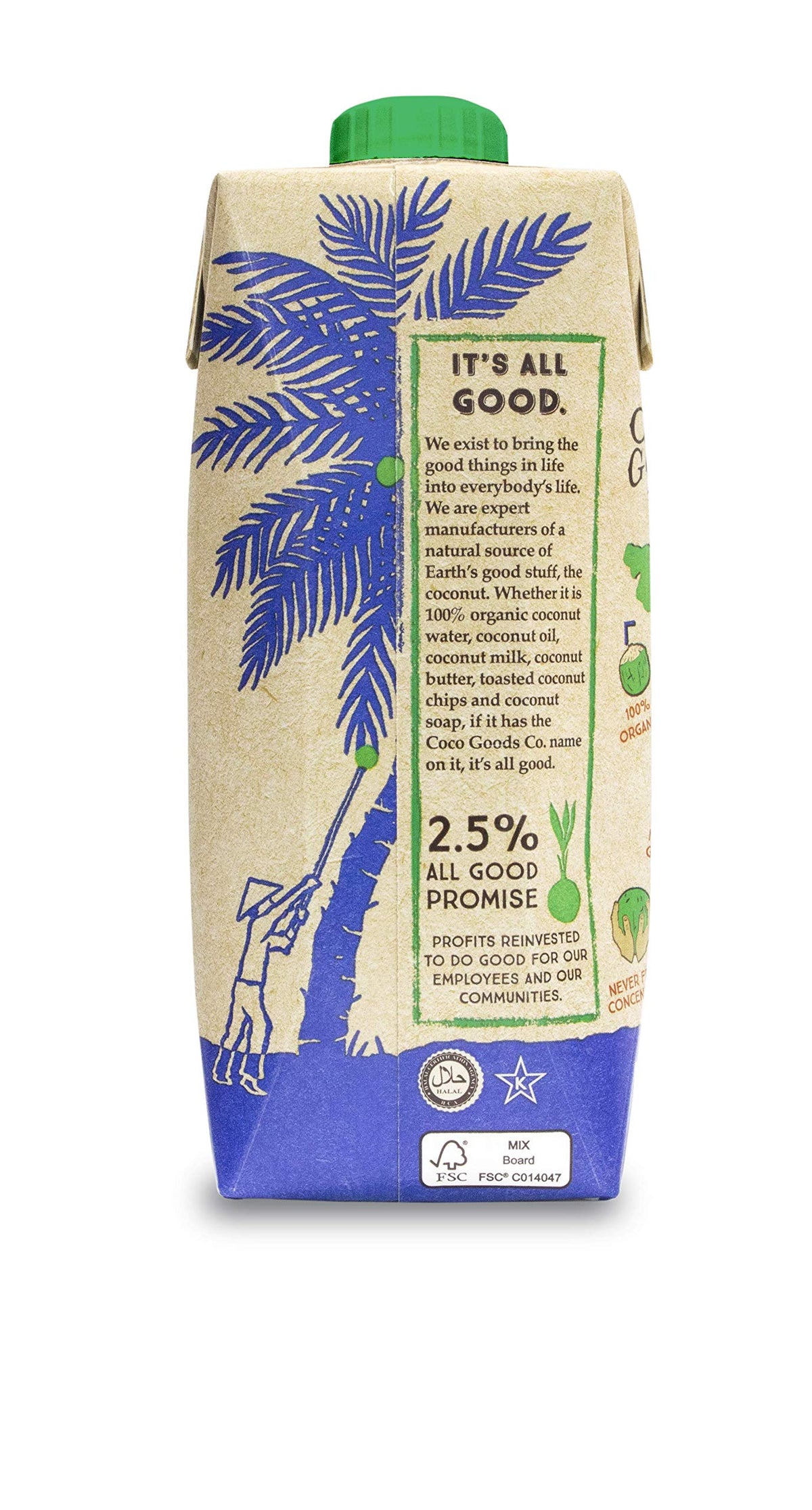 COCOGOODSCO 100% Organic Coconut Water – Single-Origin Ben Tre, No Added Sugar, Never From Concentrate, Electrolytes, 16.9 fl oz (12 Pack)