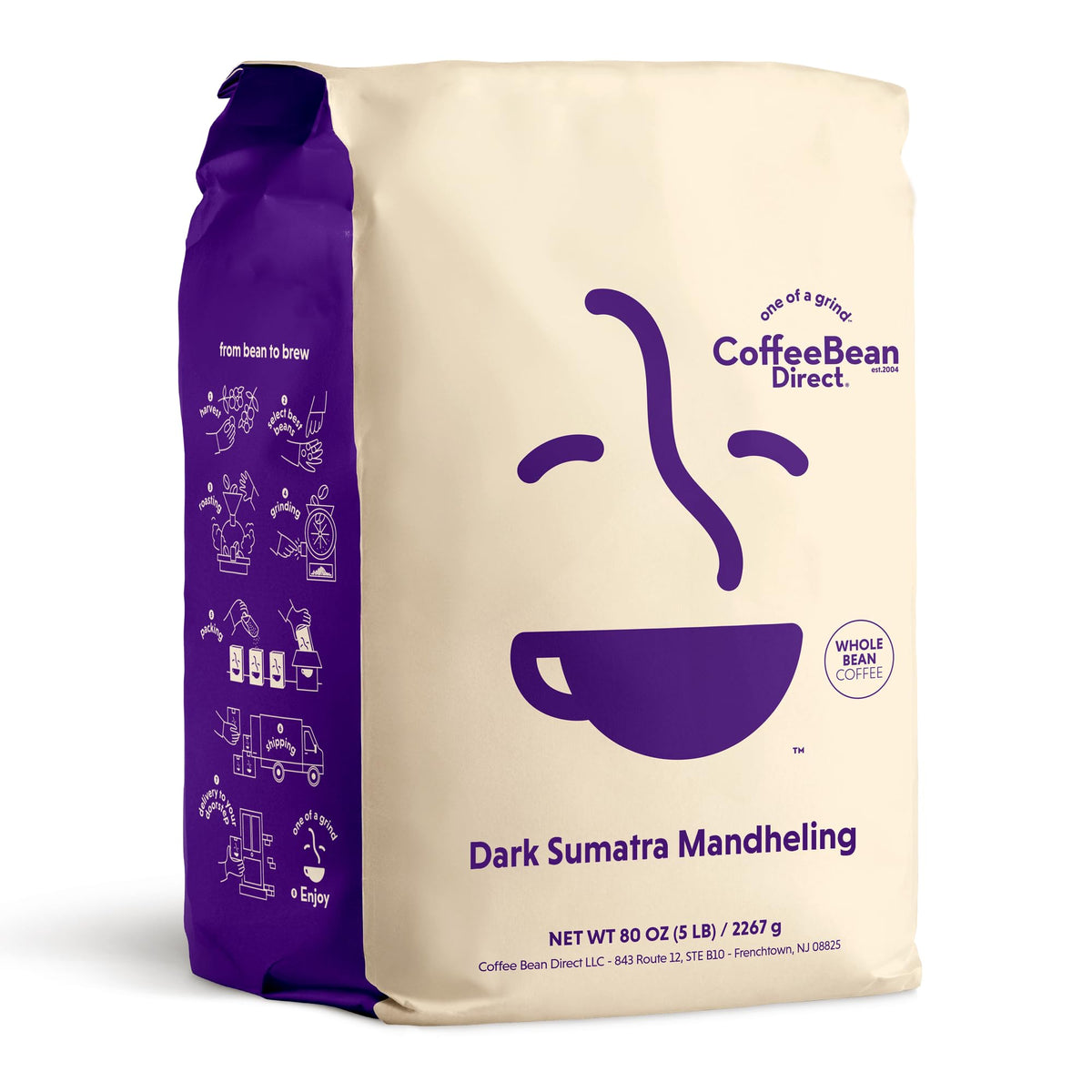 Coffee Bean Direct Dark Sumatra Mandheling Arabica Whole Bean Coffee - 5 lb Bag