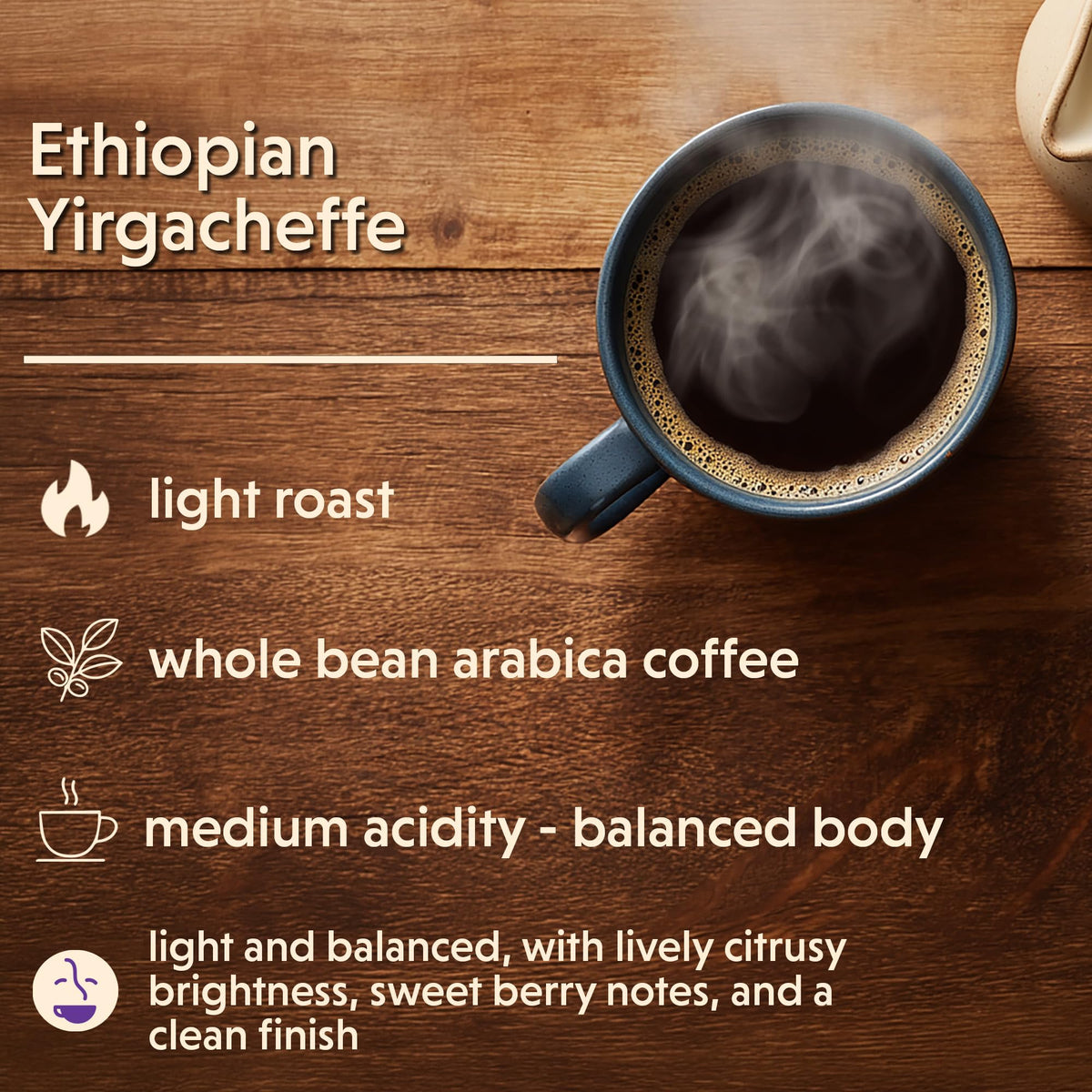 Coffee Bean Direct Ethiopian Yirgacheffe – Light Roast, Whole Bean, 5 lb