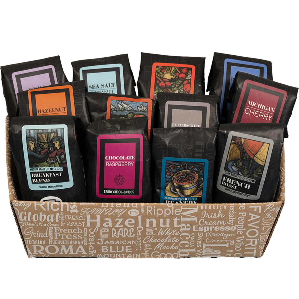 Indulgent Coffee Selection Gift Box | 12 Sampler Packs of 100% Specialty Arabica – Coffee Beanery