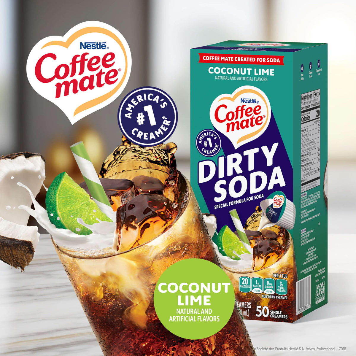 Coffee mate Dirty Soda Coconut Lime Creamer Singles — Non-Dairy, Shelf-Stable