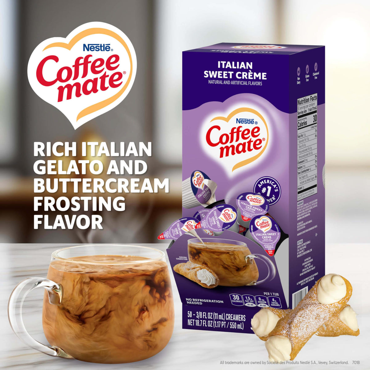 Coffee mate Italian Sweet Creme Liquid Creamer Singles – Non-Dairy, Shelf-Stable, Pack of 200