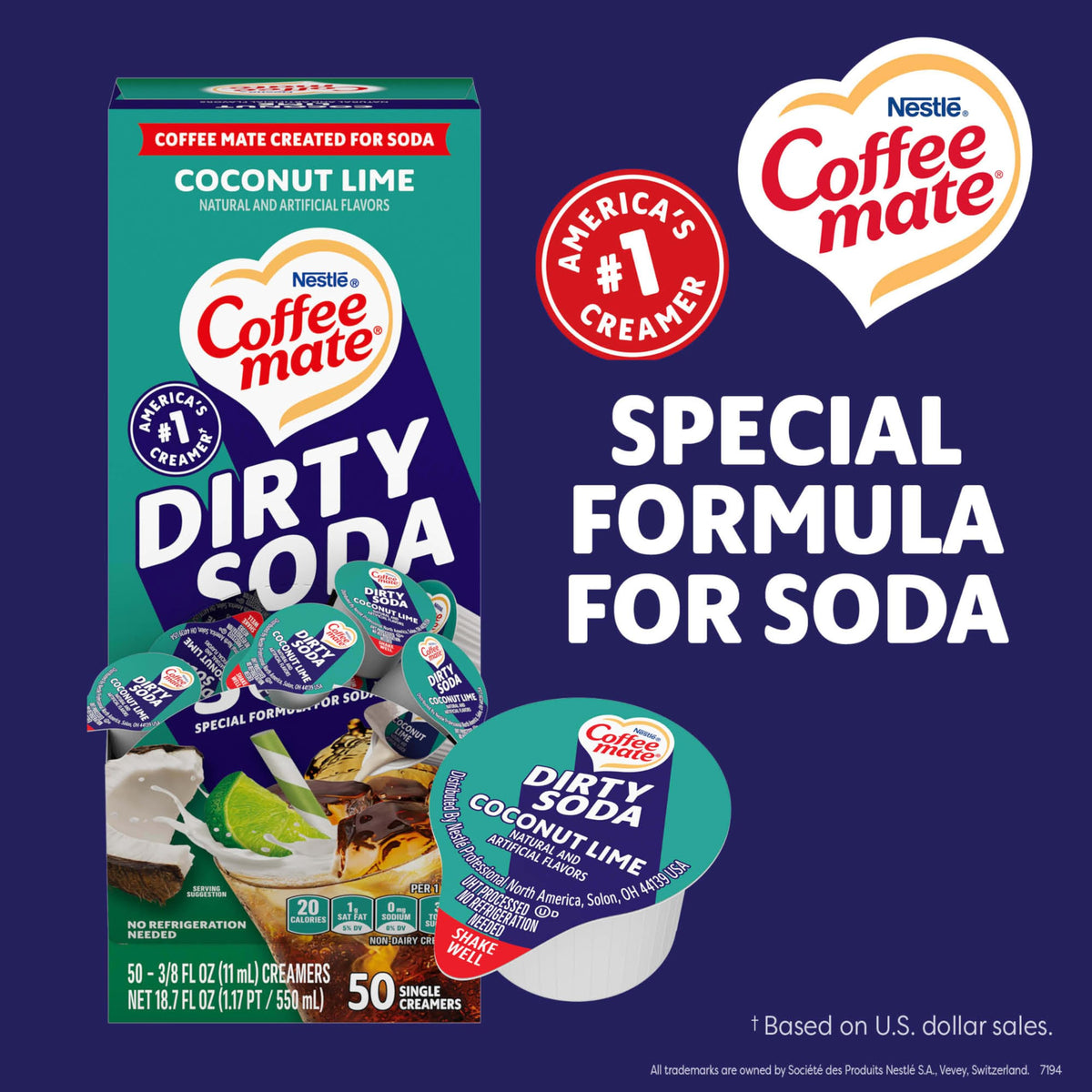 Coffee mate Dirty Soda Coconut Lime Creamer Singles — Non-Dairy, Shelf-Stable